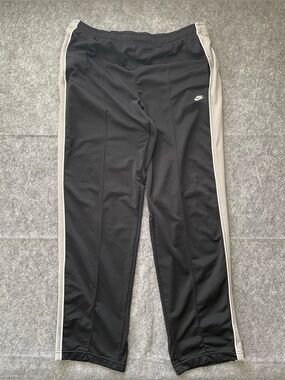 Vintage Nike Track Pants Mens L Black Fleece Lined Ankle Zip Athletic Y2K